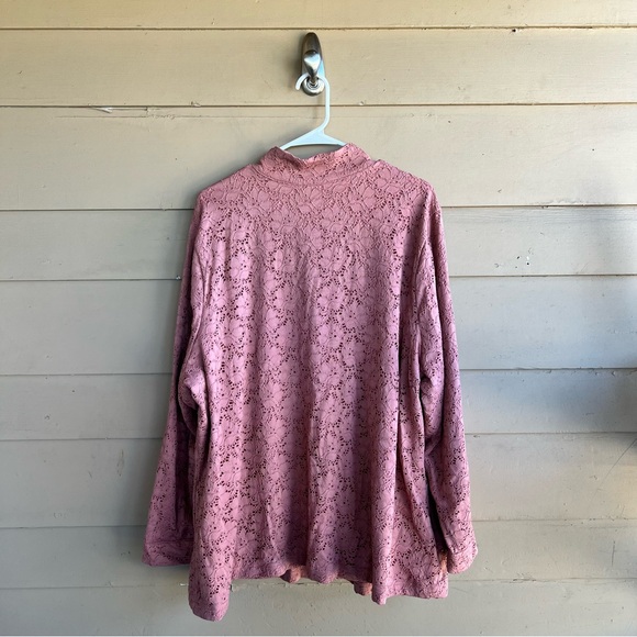 d&co. Zip Lined Lace Eyelet Shacket Jacket Dusty Rose Pockets Size 3X - Picture 8 of 8